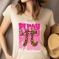 thumbnail image 4 of Pi Day Math Teacher Shirt – Cheetah Pi Graphic with Pencil Bow & Pink Lettering, Dark Heather, Size S, 4 of 6
