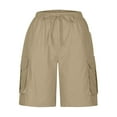 thumbnail image 6 of Atogsazn Bermuda Shorts for Women High Waisted Linen Dressy Casual Pleated Wide Leg Summer Shorts 02-Khaki M, 6 of 6
