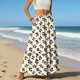 thumbnail image 5 of LWavelet Women Cherry Blossom Print Tiered Maxi Skirt Elastic Waist With Pockets Romantic Long Skirt Khaki XL, 5 of 6