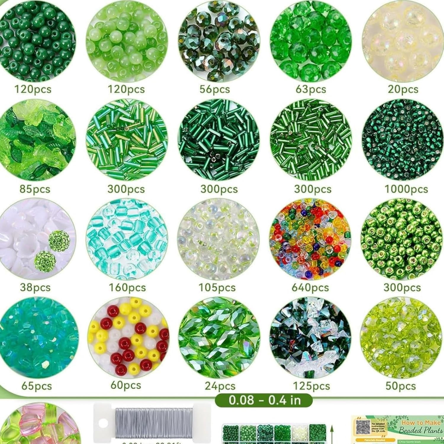 5500 PCS Beaded Plant Kit Resin Beads - Leaf & Flower for DIY Crafts & Jewelry Making, Forever Plant Decor