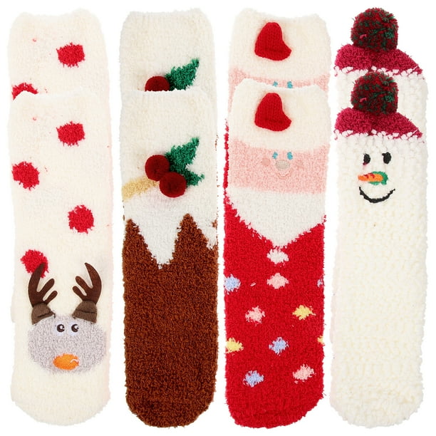 4 pares de calcetines de mujer calcetines cortos cómodos calcetines de moda calcetines de Navidad calcetines cálidos