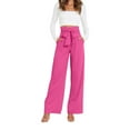 thumbnail image 2 of Womens Casual Pants High Waisted Wide Leg Business Work slacks With Zipper Belt Comfy Elastic Waist soild Color Long Pants, 2 of 5