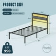 thumbnail image 2 of Satifur Twin Size Bed Frame with Upholstered Headboard & Shelf, LED Lights & USB Charging Station, Metal Black, 2 of 10
