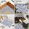 thumbnail image 4 of Blue Floral Kitchen Rug Non Slip Navy Chinoiserie Traditional Floral Kitchen Mats Washable Floor Mat for Hallway Kitchen Sink Laundry Bedroom Bathroom, Set of 2, 4 of 5