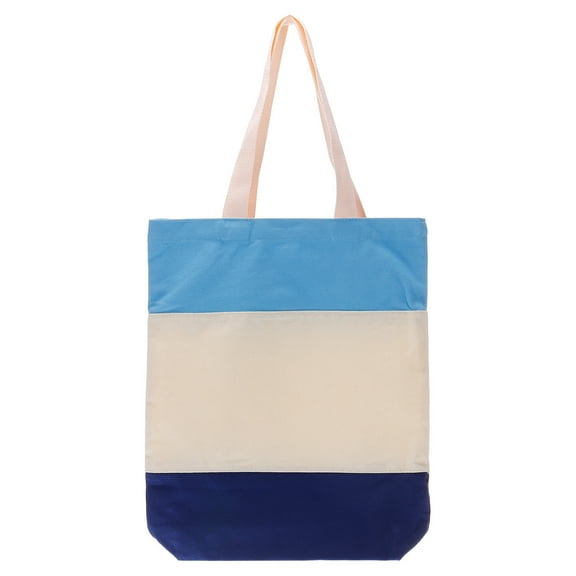Uxcell Canvas Tote Bag, Canvas Shoulder Handbag Color Mixing Reusable Beach Bags, Blue/White