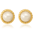 thumbnail image 3 of 14K Solid Yellow Gold 13mm White Mabe Saltwater Cultured Pearl Omega Clip Back Post Stud Earrings, 3 of 10