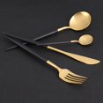 thumbnail image 3 of Vajilla Cuchara Tenedor Cuchillo Vajilla 4Pcs/Set Acero inoxidable Reutilizable Color para el hogar Cocinas Restaurante(Negro dorado), 3 of 5