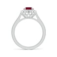 thumbnail image 2 of ANGARA Natural Vintage Style 1.25 ct Ruby & Diamond Scalloped Halo Ring in 14K White Gold for Women (Size-8x6mm) | July Birthstone, Birthday, Anniversary, Jewelry Gift for Women | Natural Ruby Ring, 2 of 9
