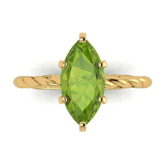 Solitaire Engagement Ring for Women - 2ct Natural Peridot in 14K Yellow Gold Promise Ring
