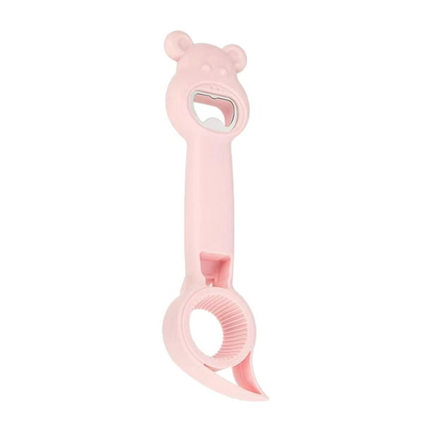 Abridor de botellas, removedor de tapas para frascos de gelatina, vino, regalo divertido, agarre cómodo, ahorro rosa