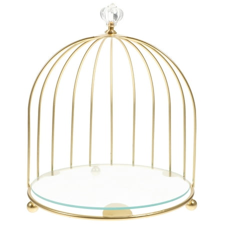 

OUNONA Decorative Cupcake Holder Birdcage Shape Cake Stand Dessert Display Tray