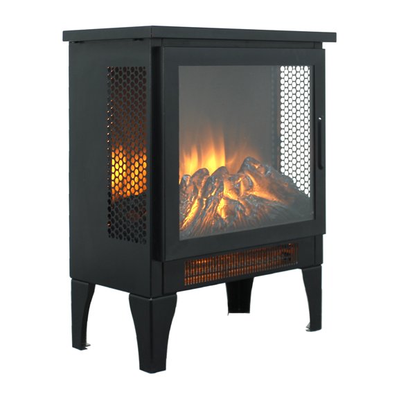 IVV Electric Fireplace, 14" Freestanding Small Electric Heater with Temp Control, 5000 BTU, Overheat Protection Function for Living Room, Bedroom, Black