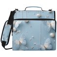 thumbnail image 2 of Zipper Binder with Shoulder Strap 2 inch 3 Ring Waterproof File Folder Organizer Bag 500 Sheet White Butterflies Pattern, 2 of 8