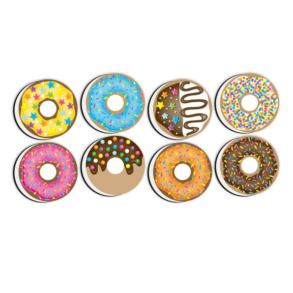 Ashley Productions Non-Magnetic Mini Whiteboard Erasers, DonutFetti, 8-Pack