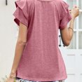 thumbnail image 4 of Camiseta de verano holgada de dos capas para una comodidad elegante Top de mujer con cuello en V y mangas con volantes, 4 of 6