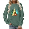 thumbnail image 4 of SYMOID Womens Green Christmas Sweatshirt, Loose Fit Crewneck, 100% Cotton Colorful Christmas Tree Print Holiday Casual Top,Size XL, 4 of 6