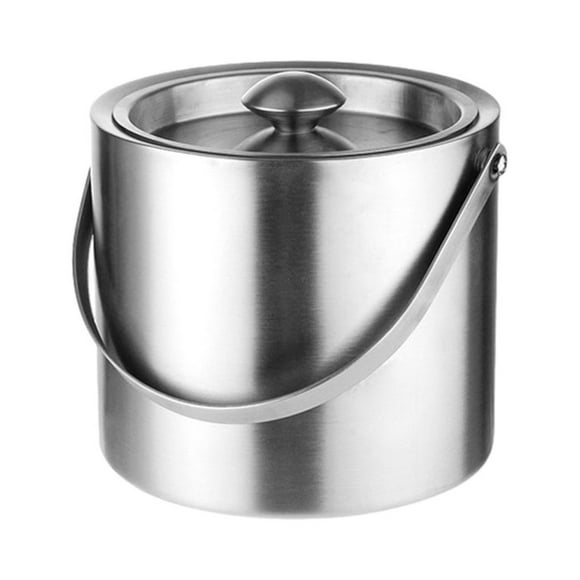 Bewildely Manténgase fresco y elegante cubo de hielo de acero inoxidable con tapa, elegante y funcional, fácil Cocina y Comedor plata 3 litros