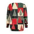 thumbnail image 5 of Women's Casual Long Sleeve Round Neck Sweatshirt Fit Pleated Top with Christmas Print for Fashionable Holiday Outfits and Comfortable Wear,Vermilion,2XL, 5 of 6
