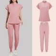 thumbnail image 4 of Ktyne Ensemble de Sarraus Roses pour Femmes Extensible Uniforme d'Infirmière à Manches Courtes Sarrau et Pantalon Couleur Unie Ensembles de Sarraus Médicaux avec Multiples Poches Rose TTG, 4 of 4