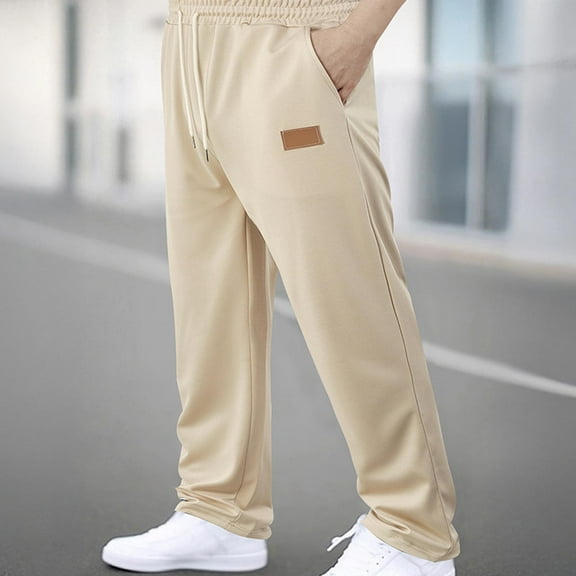 LIBRCLO Sweatpants Men with Pockets Outdoor Running Workout Jogger Pants Elastic Waist Drawstring Casual Sweatpants Open Bottom