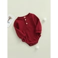 thumbnail image 3 of xiaxaixu Mode Bébé Couleur Unie Bouton Col Rond Manches Longues Barboteuse, 3 of 9