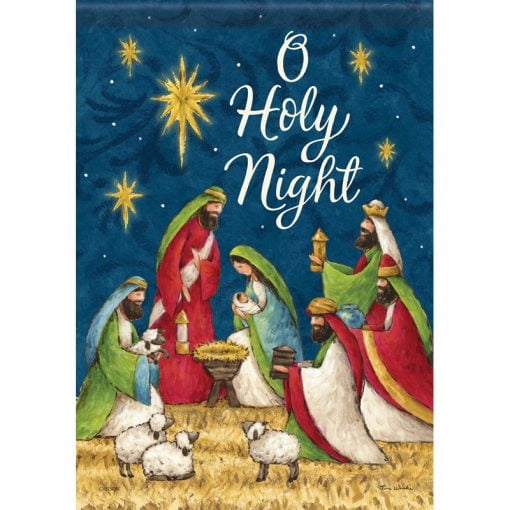 Christmas Nativity Mary Joseph Jesus O Holy Night House Flag