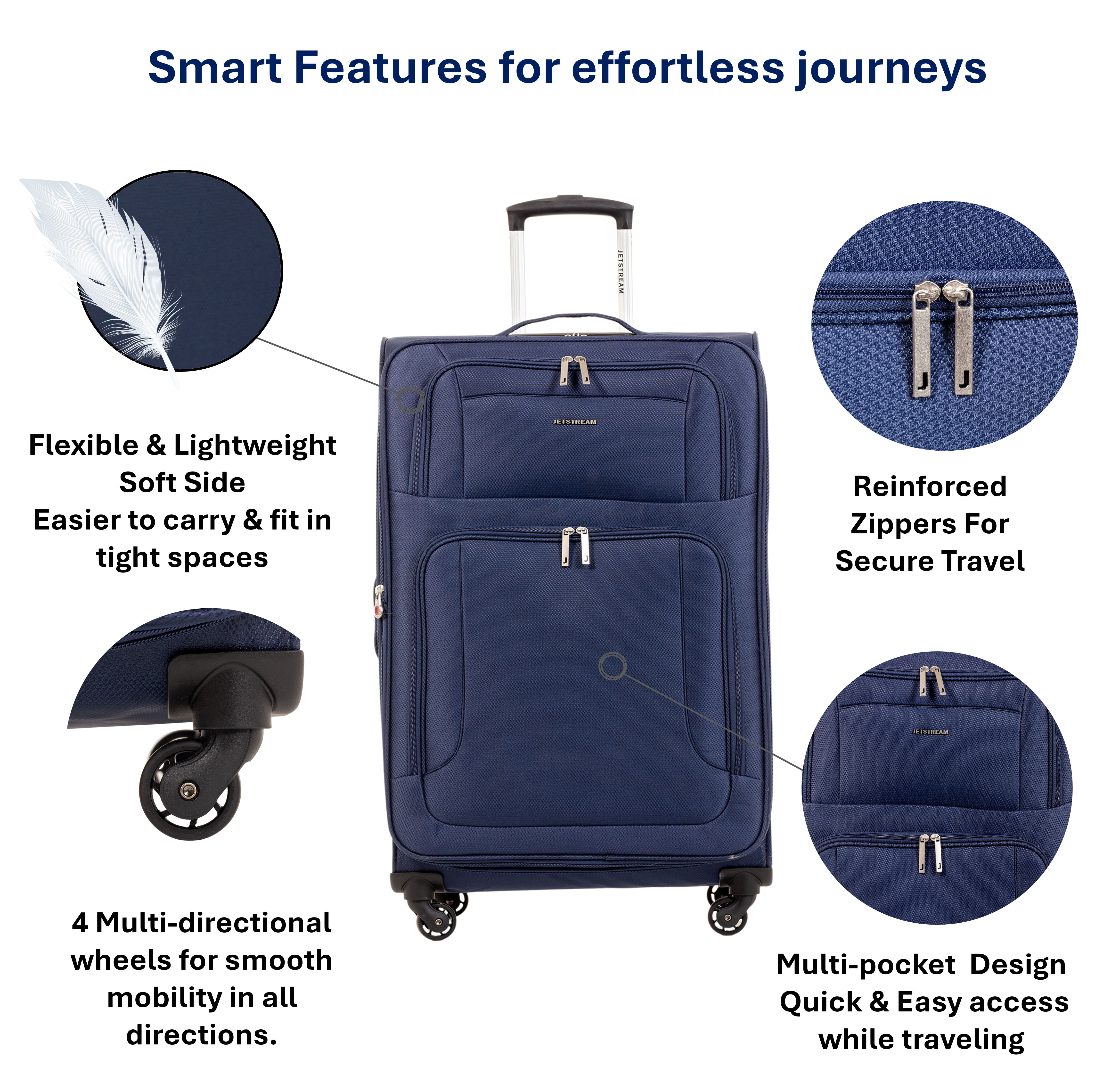 Jetstream Softside Large Checked Luggage, Lightweight Rolling Travel Suitcase with Spinner Wheels