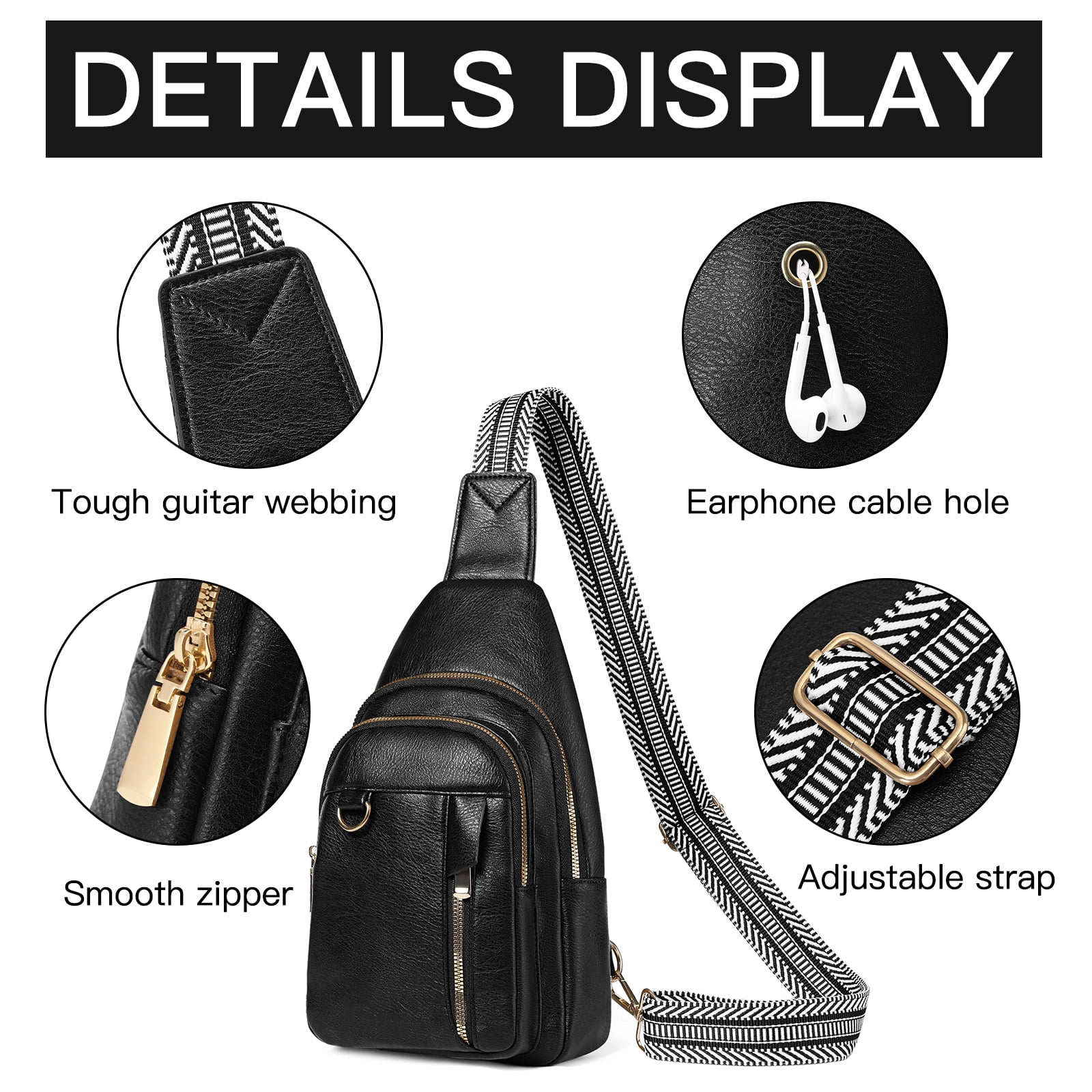GAEKEAO Sling Bag for Women Crossbody Bags Fanny Pack Vegan Leather Chest Bag Travel Shoulder Belt Purse Backpack Gifts