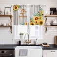 thumbnail image 2 of 2 Panels Kitchen Tier Curtains 39 Inch Length, Sunflower Grommets Window Treatment Curtain, Summer Botanical Elegant Floral Wooden Thermal Curtains Drapes for Living Room/Bathroom, 2 of 9