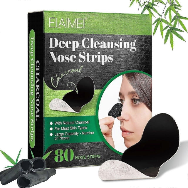 80 PCS Charcoal Nose Strips Blackhead Remover Deep Cleansing Pore Strips for Nose and Face