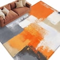 thumbnail image 2 of Burnt Orange Grey Area Rug 5x8 FT, Non Slip Bedroom Throw Carpet, Abstract Geometric Oil Painting Modern Washable Soft Floor Carpet Non-Shedding Rug for Living Room Nursery Dorm Office, 2 of 9