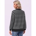 thumbnail image 4 of DARING DIVA Women's Maternity Mock Neck Long Sleeve Half Zip Sweatshirt 2XL White Stripe, 4 of 8