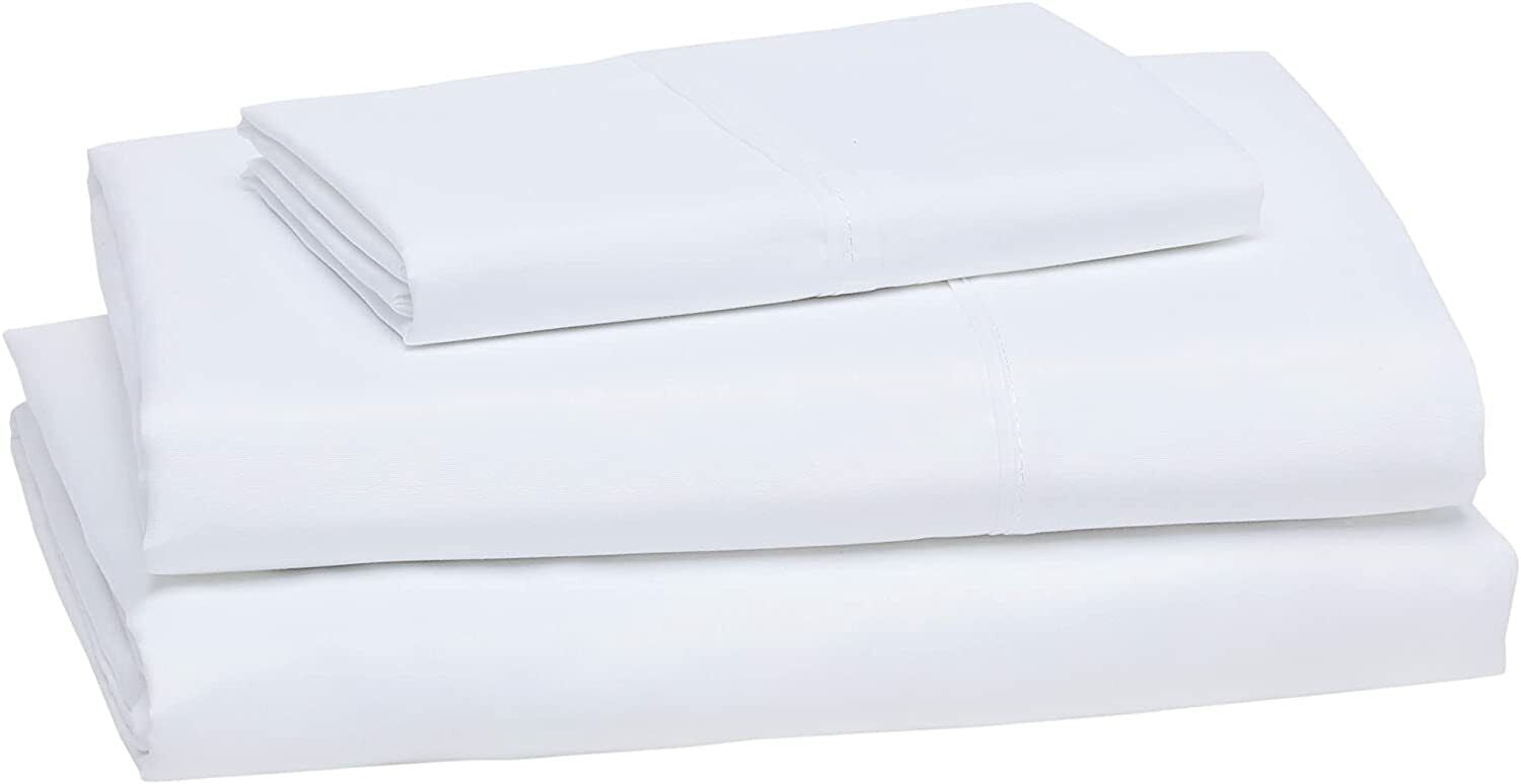 Full 4 piece bed Sheet Set bamboo 100% cotton rayon super soft silky deep pocket For bedroom Hotel Flat Sheet + Fitted Sheet with Deep Pocket + 2 Pillowcase White Color 310