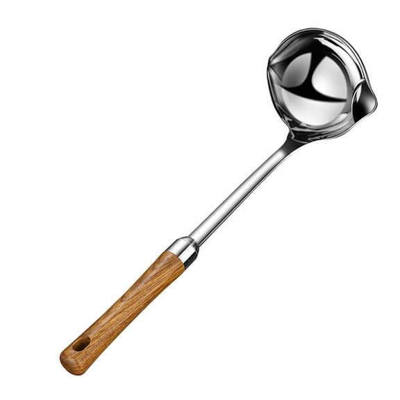 GAXIRE Kitchen Oil Separator and Soup Ladle with Stainless Steel Bowl and Wooden Handle, Practical Cooking Tool for Home and Restaurant Use