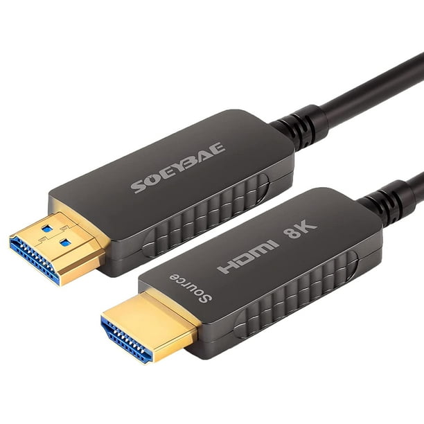 Câble HDMI fibre optique SOEYBAE 8K 5 m prise en charge du câble optique  HDMI 2.1 8K @ 60Hz, 4K @ 120Hz, 48Gbps, eARC, HDCP2.2, 4: 4: 4, fibre 