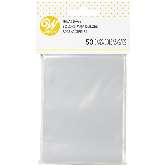 Wilton Treat Bags, Clear, 50 Ct For Cake Pops, Cookies, Brownies, And Other Tasty Gifts Or Goodie Bags