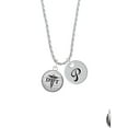 thumbnail image 2 of Delight Jewelry Silvertone Domed Black DPT Silvertone Script Initial Disc - P - Charm Necklace, 20"+3", 2 of 4