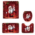 thumbnail image 2 of Christmas Bathroom Set, Waterproof Shower Curtain, 4-Piece Holiday Bathroom Decor with Soft Flannel Bath Mat and Toilet Cover, Easy Install with 12 Hooks, Festive Xmas Design, 2 of 4