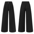 thumbnail image 4 of Sngxgn Women's Solid Color Loose Casual Drawstring Elastic Waist Cropped Pants(Black,S), 4 of 6