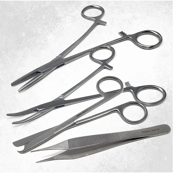 Multipurpose Lab Tools Made of Stainless Steel Scissors & Tweezers - 4 Pcs Set