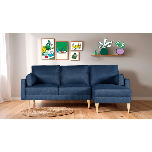 Sala Modular Reversible Makora Kissa con Memory Foam Color Azul Lino Respaldo Reclinable de 3 Posiciones