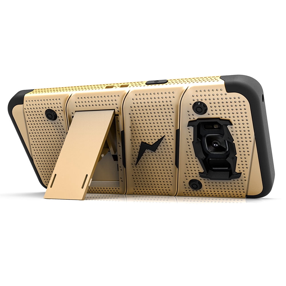 ZIZO BOLT Series for Samsung Galaxy S8 Case Military Grade Drop Tested with Tempered Glass Screen Protector, Holster GOLD BLACK