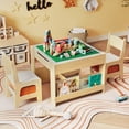 thumbnail image 2 of Gymax 4 in 1 Kids Table & Chair Set w/Reversible Graffiti & Building Blocks Tabletop White & Natural, 2 of 10