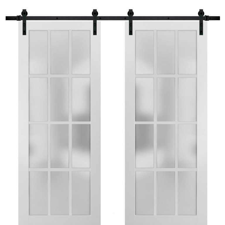  Sturdy Barn Door 30 x 80 inches Frosted Glass 2 Lites