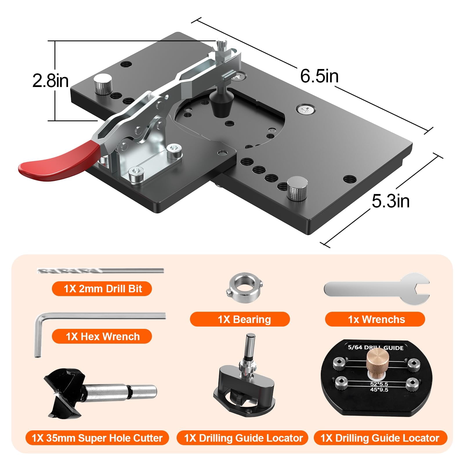 Concealed Hinge Jig With Quick Clamp And Dust Vacuum Adapter 35mm Cabinet Door Hinges Hole Drilling Hardware Jigs For Woodworking Mounting Tool