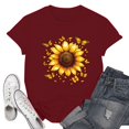 thumbnail image 2 of NAMTYQX Womens Shirts Dressy Casual Loose Print Oversized Stretch Fashion Crew Neck mit Muster Cool Short Sleeve Oversized Graphic Tees for Women Wine Size L, 2 of 5