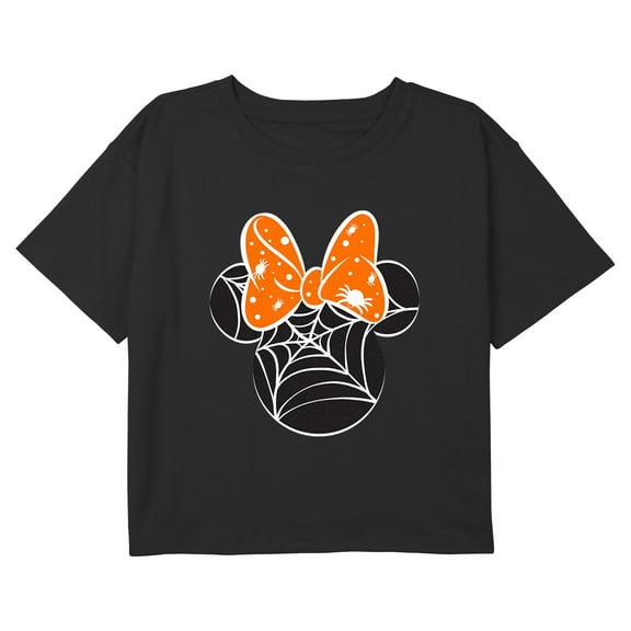 Girls Mickey & Friends Orange Bow Cropped T-Shirt