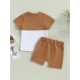 thumbnail image 4 of Faithtur 2Pcs Toddler Boy Summer Outfits, Short Sleeve Contrast Color T-Shirt + Pocket Shorts Set, 4 of 8