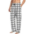 thumbnail image 2 of Uemuo Gray Checkboard Pattern Men's Wide Leg Palazzo Lounge Pants with Pockets Light Weight Loose Comfy Casual Pajama Pants-Medium, 2 of 9