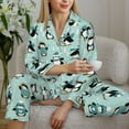 thumbnail image 6 of Pajama Sets for Women 2 Pcs, Winter Skiing Penguin Button Down Long Sleeve Sleepwear Lounge PJ Sets, 6 of 6